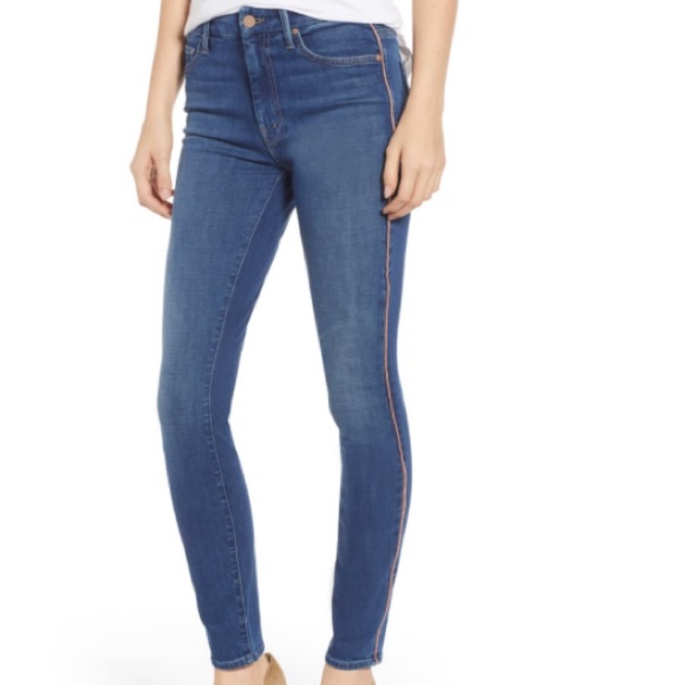 MOTHER The Looker Stripe High Waist Skinny Jeans